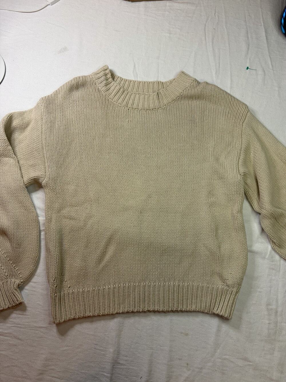 Princess Polly Sweater Women’s S/M Cream Chunky Knit Balloon Sleeve